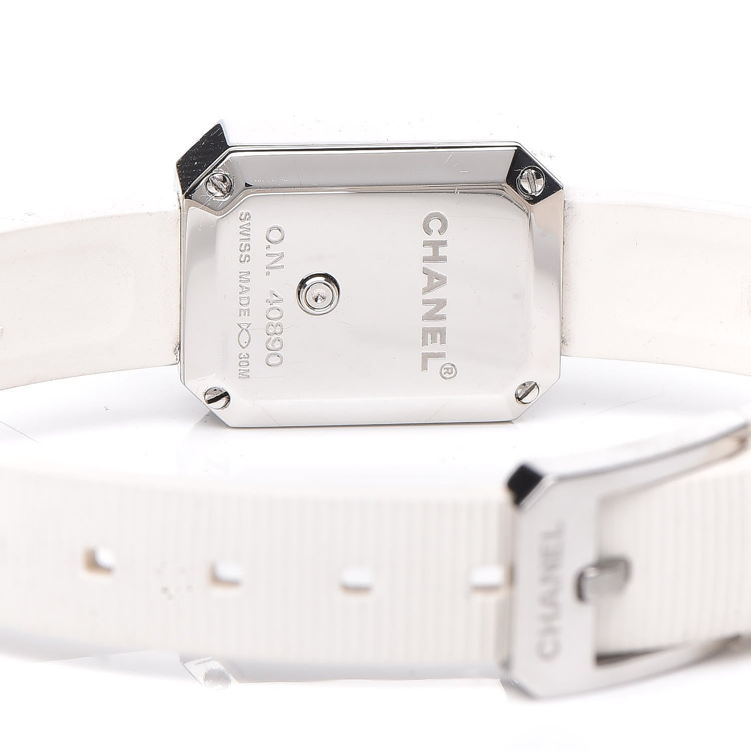 Chanel Stainless Steel Rubber Diamond Bezel Mother of Pearl 16mm Premiere Quartz Watch 5 of 7