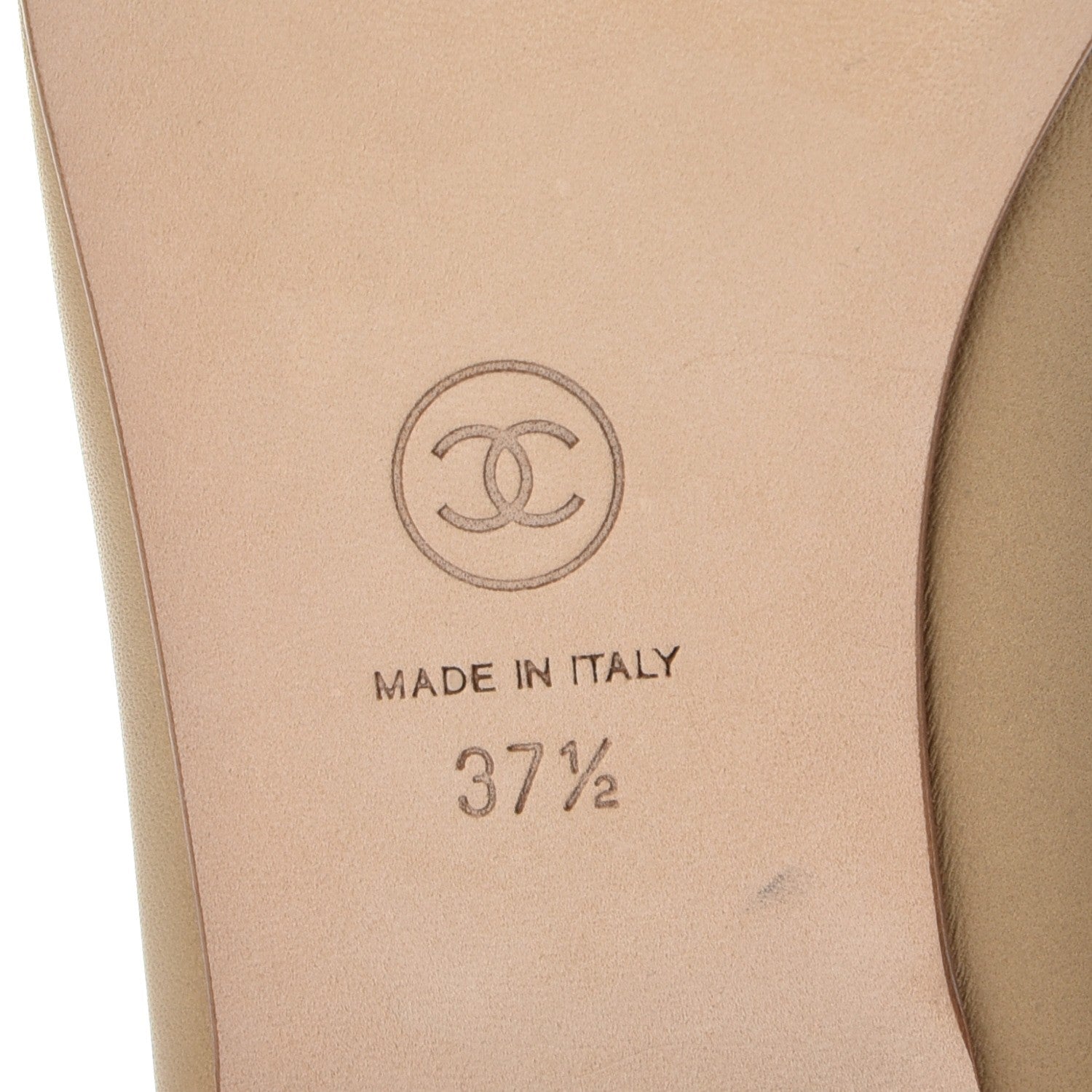 Chanel Lambskin Cap Toe CC Ballerina Flats 37.5 Light Beige 7 of 9
