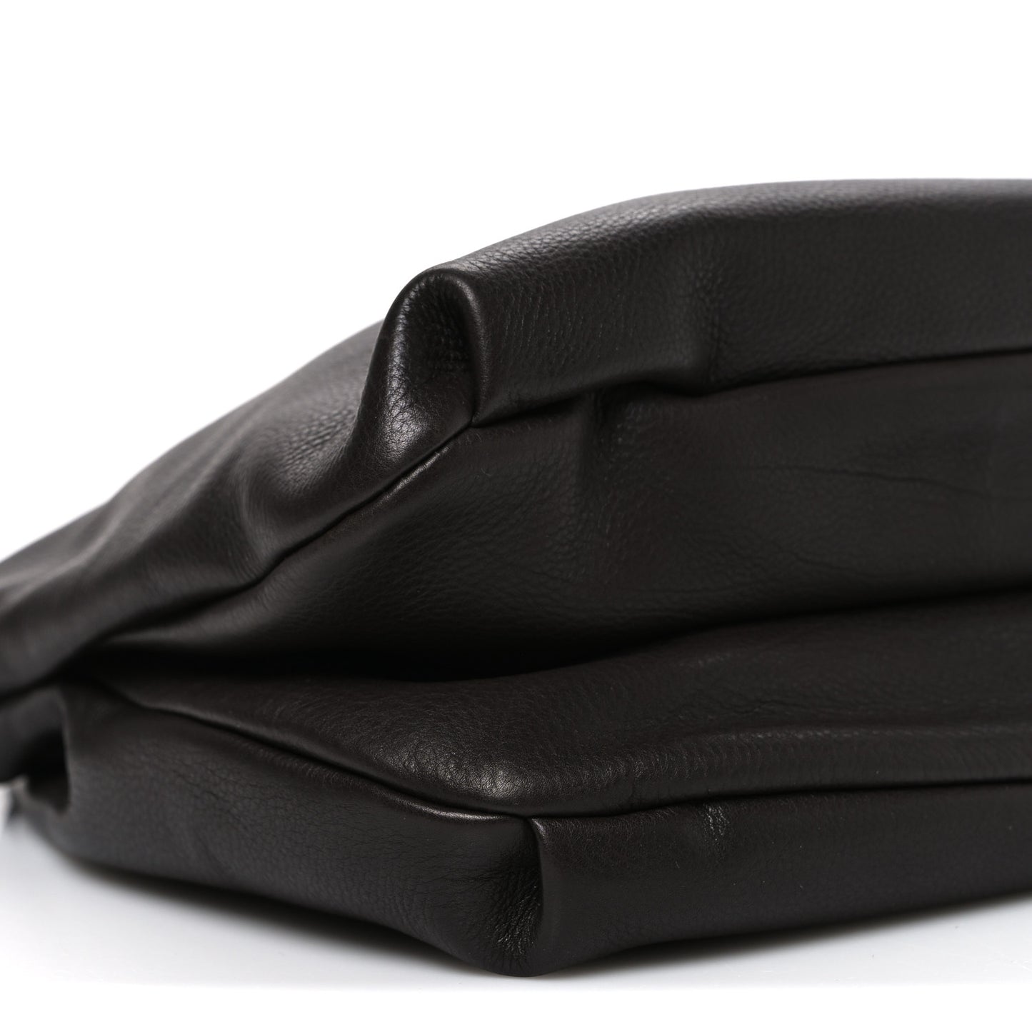 Grained Calfskin Bourse Clutch Dark Brown