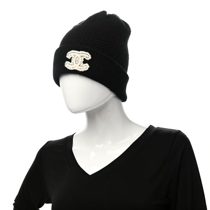 Chanel Cashmere CC Logo Beanie Hat Black 2 of 4