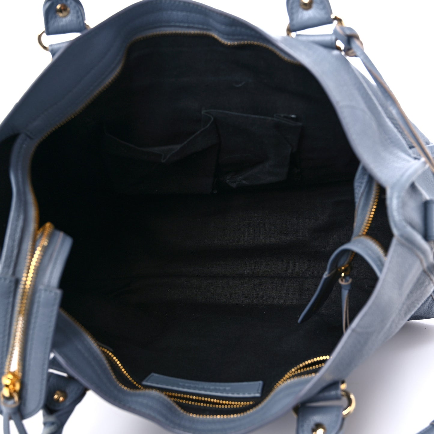 Chevre Gold Metallic Edge Hardware City Bleu Acier