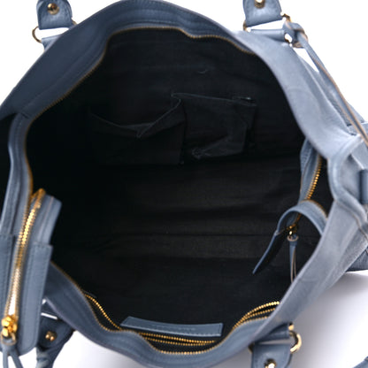 Balenciaga Chevre Gold Metallic Edge Hardware City Bleu Acier 5 of 14