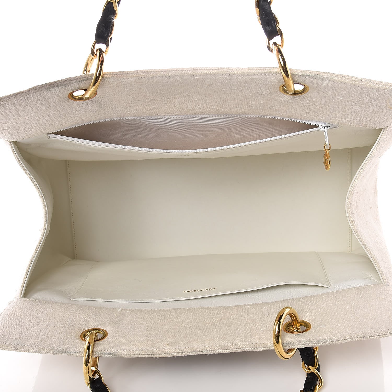 Chanel Linen Quilted CC Shopping Tote Beige 5 of 21