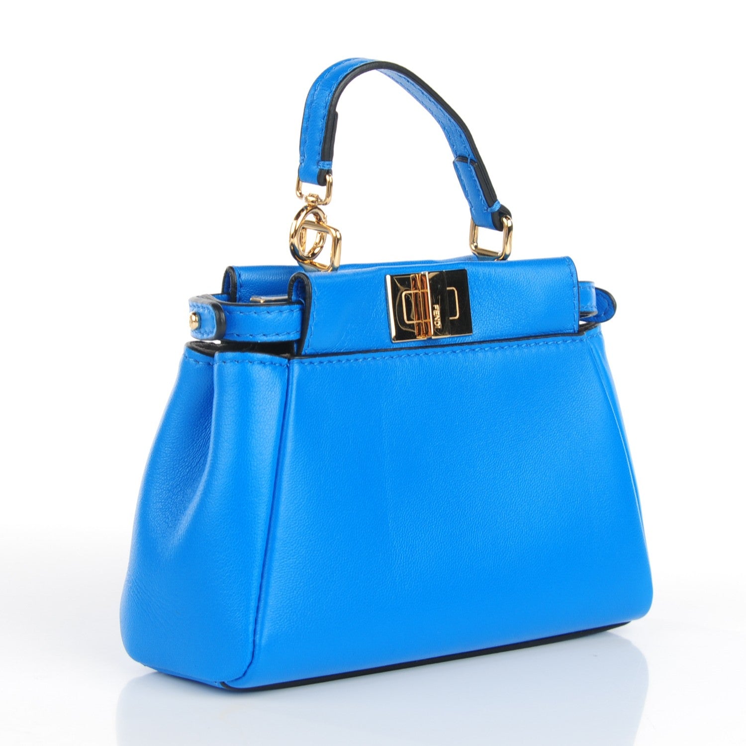 Fendi Shiny Nappa Micro Peekaboo Iconic Satchel Blue Royal 3 of 8