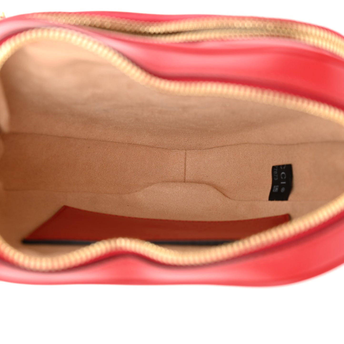 Calfskin Matelasse Diagonal Mini Interlocking G Heart Shoulder Bag Hibiscus Red