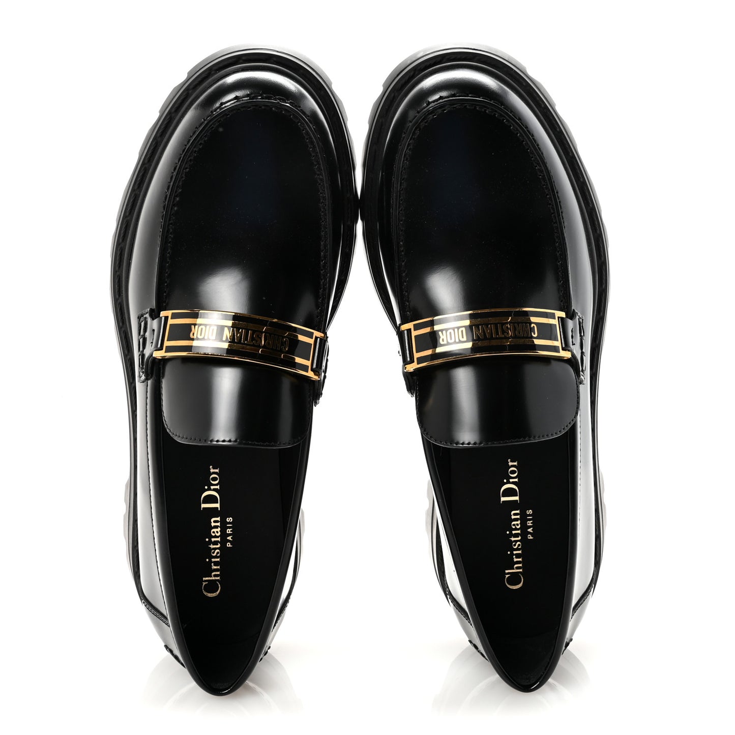 Brushed Calfskin Rubber Dior Code Cap Toe Lug Sole 35mm Loafers 40 Black