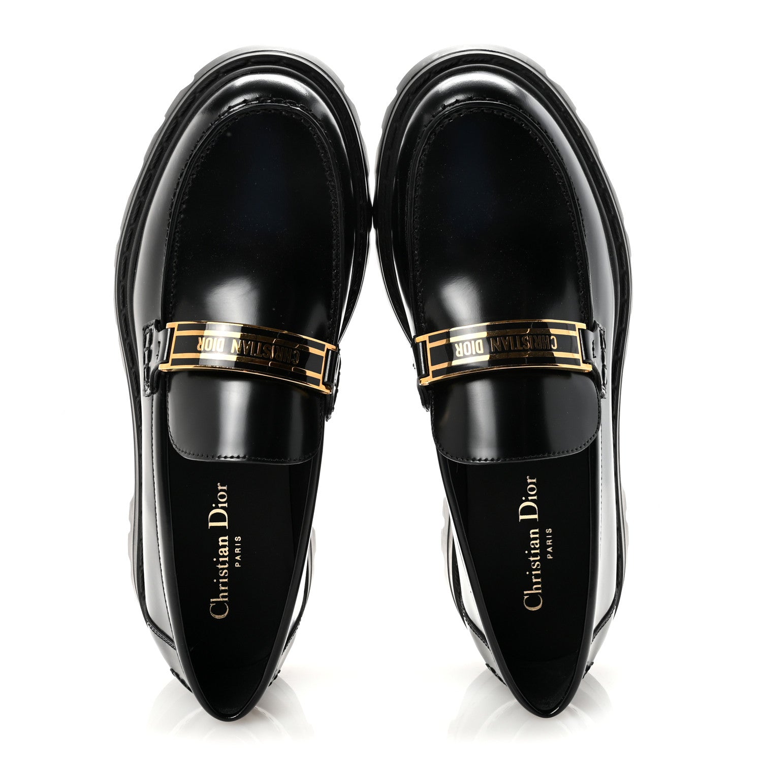 Christian Dior Brushed Calfskin Rubber Dior Code Cap Toe Lug Sole 35mm Loafers 40 Black 2 of 10