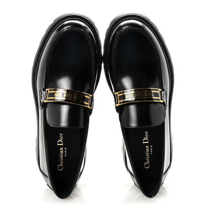 Christian Dior Brushed Calfskin Rubber Dior Code Cap Toe Lug Sole 35mm Loafers 40 Black 2 of 10