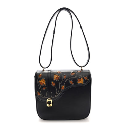 Gucci Honey Calfskin Lizard Equestrian Bag Black 1 of 9