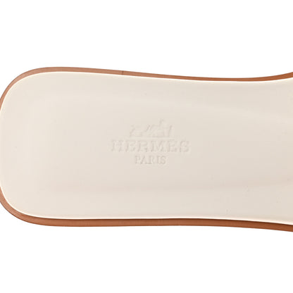 Hermes Box Calfskin Oran Sandals 39.5 White 7 of 9