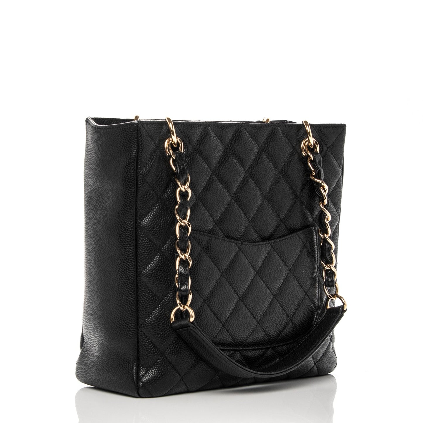 Caviar Quilted Petit Shopping Tote PST Black
