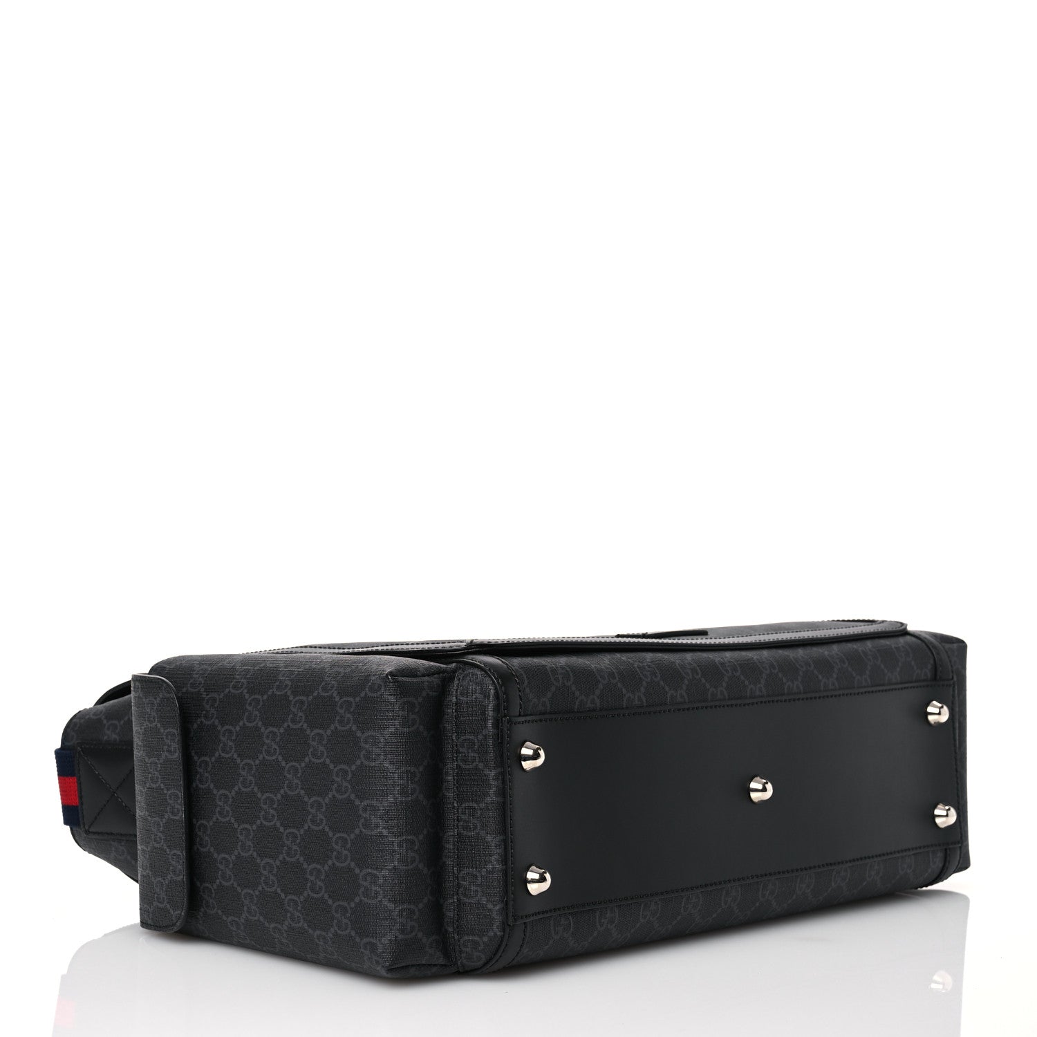 Gucci GG Supreme Monogram Web Messenger Diaper Bag Black Grey 4 of 17