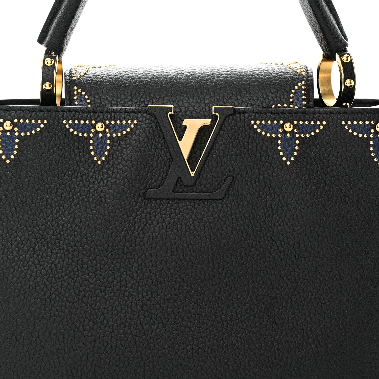 Louis Vuitton Taurillon Flower Capucines PM Black Blue 9 of 16