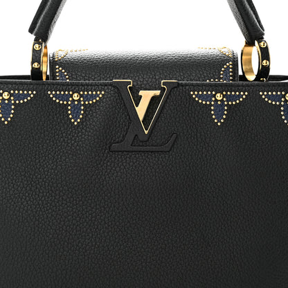 Louis Vuitton Taurillon Flower Capucines PM Black Blue 9 of 16