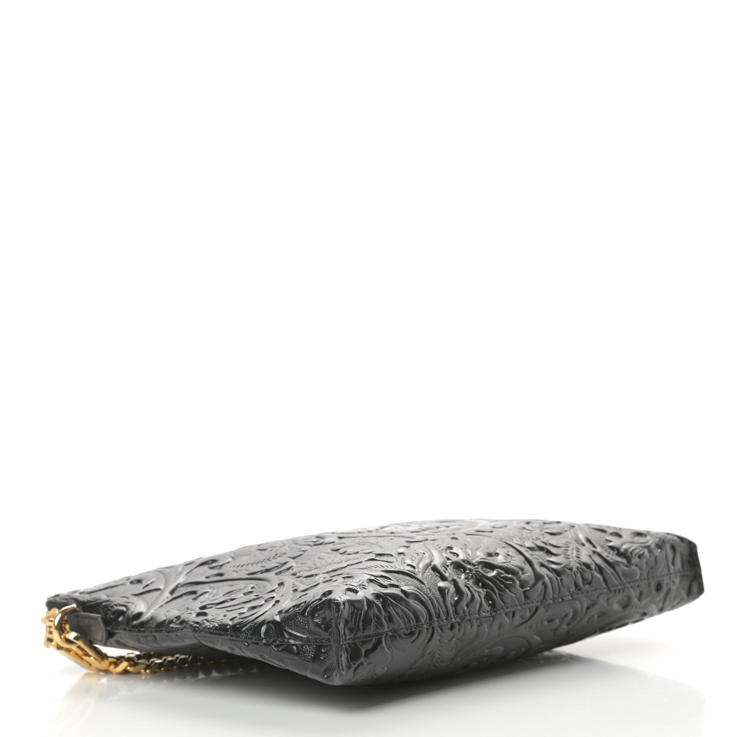 Grained Calfskin Embossed Palazzo Medusa Chain Pouch Black