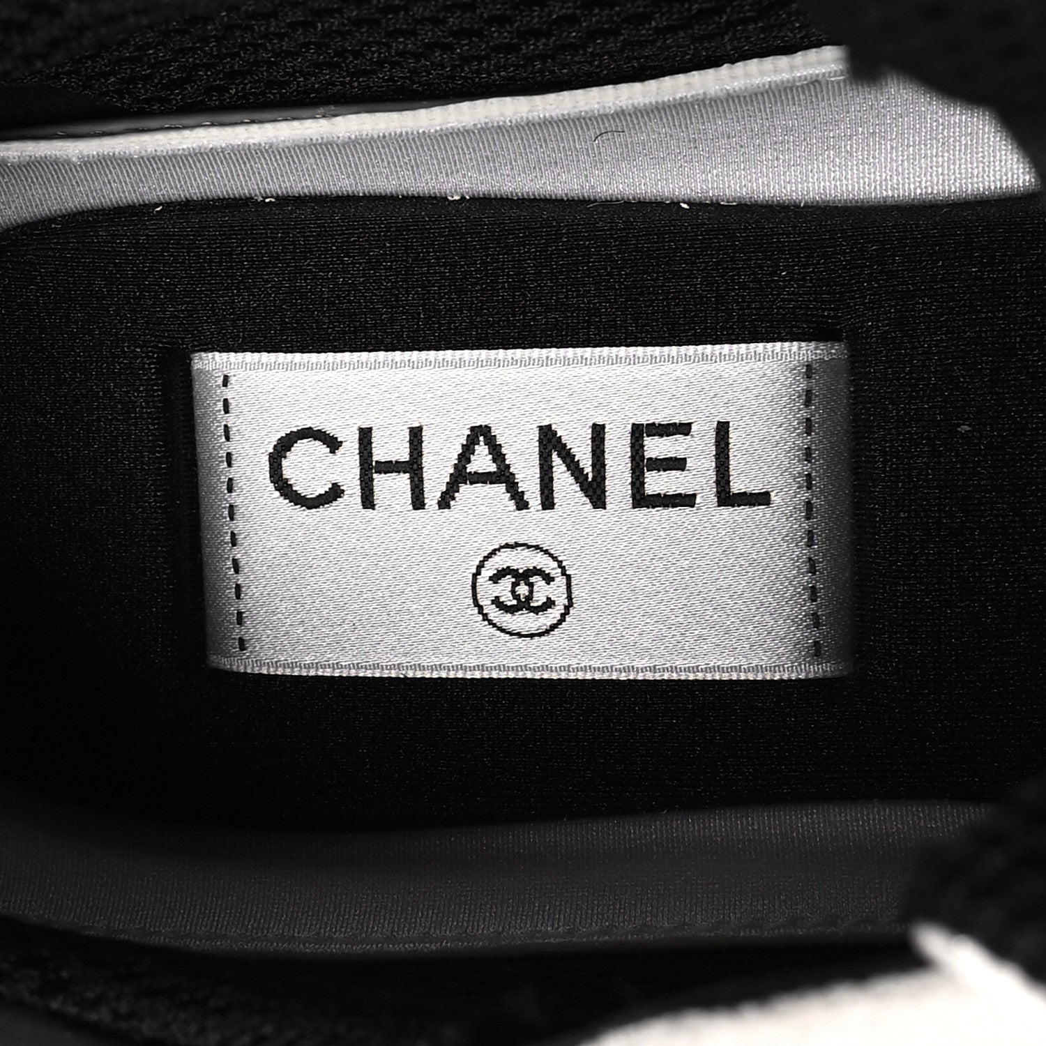 Chanel Mesh Suede Calfskin Grained Calfskin Womens CC Sneakers 38.5 White Black 7 of 7