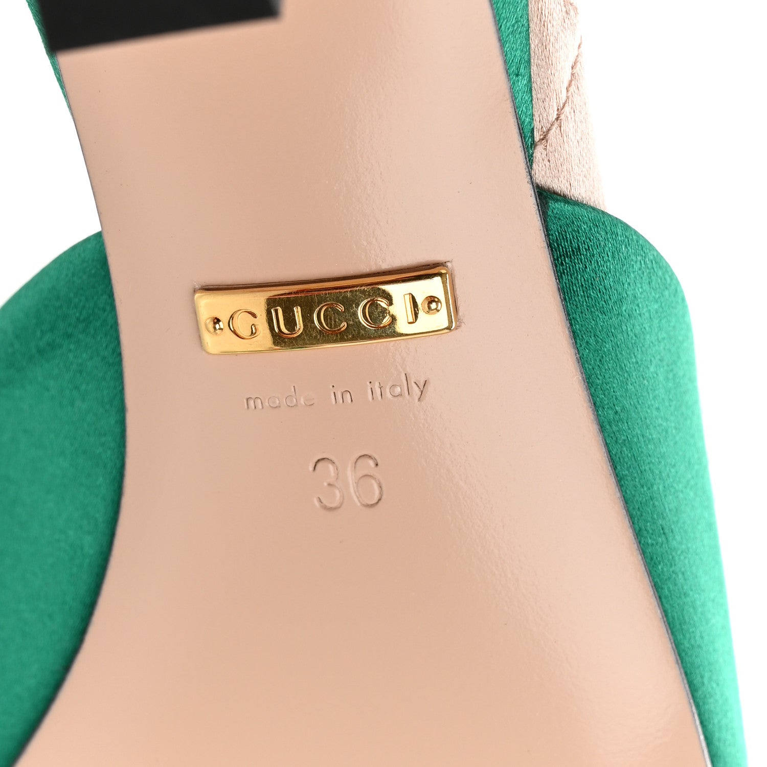 Gucci Silk Satin Crystal Embellished Horsebit Mules 36 Shamarock Emerald 7 of 9