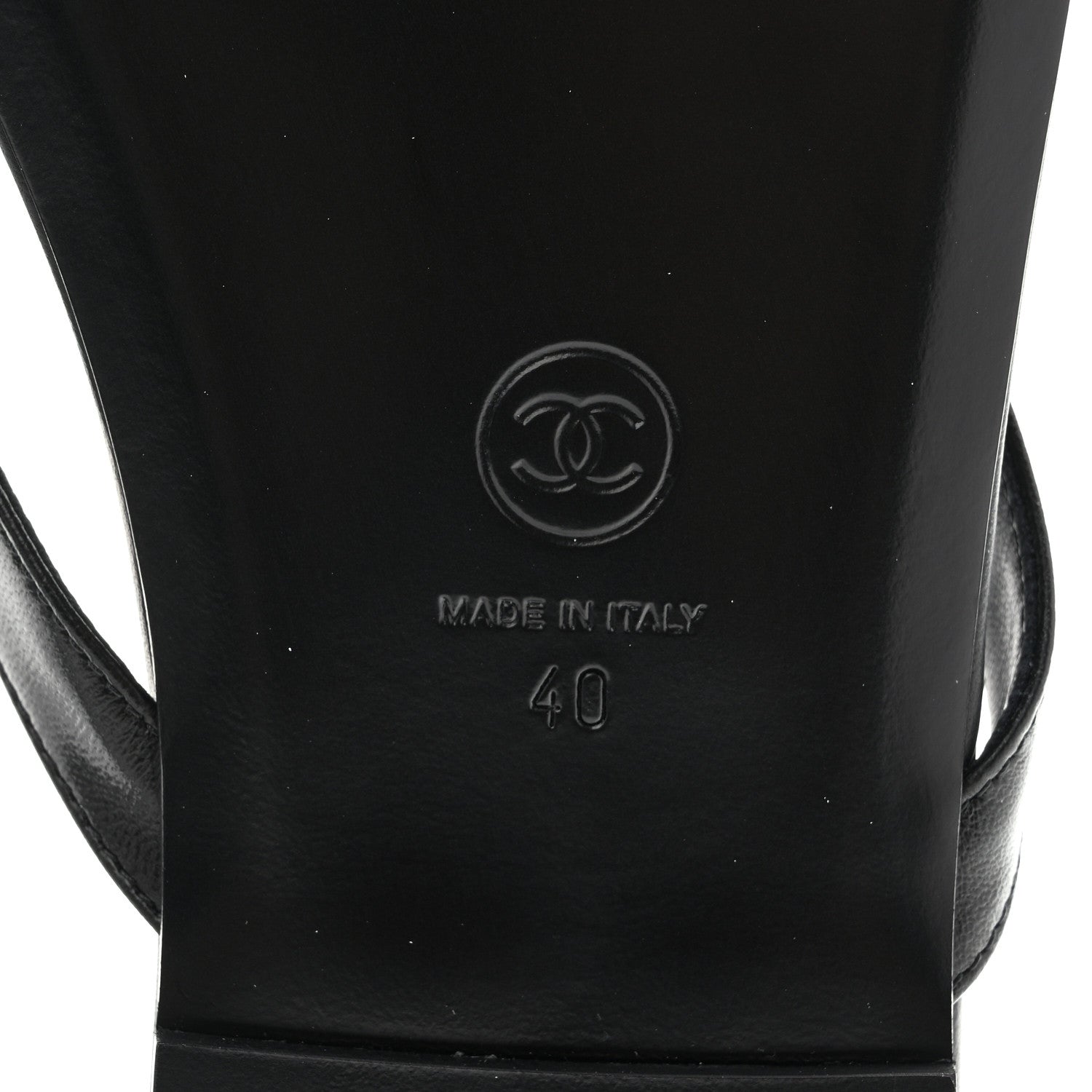 Chanel Shiny Lambskin Crystal CC Thong Sandals 40 Black 8 of 11