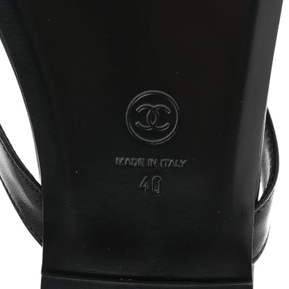 Chanel Shiny Lambskin Crystal CC Thong Sandals 40 Black 8 of 11