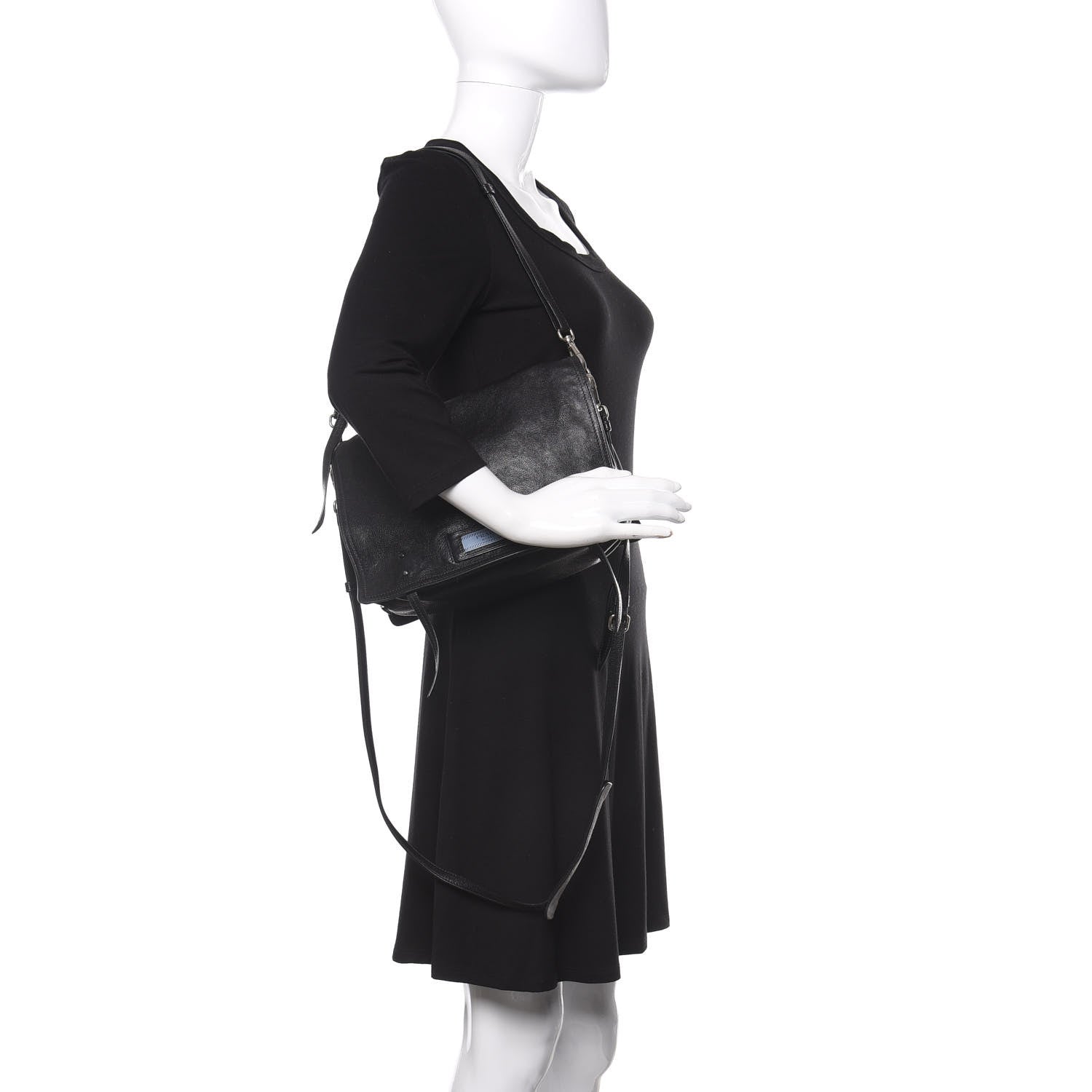 Prada Glace Calf Etiquette Flap Black Astrale 4 of 16