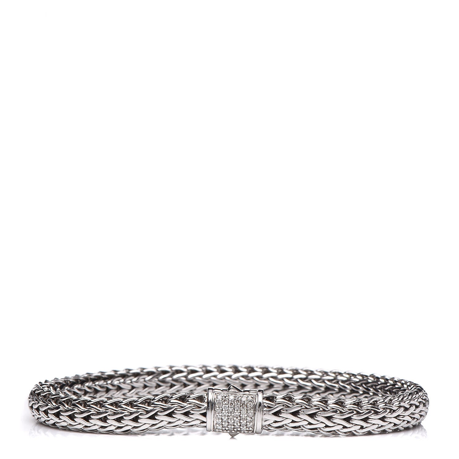 John Hardy Sterling Silver Diamond 6.5mm Classic Chain Bracelet 1 of 5