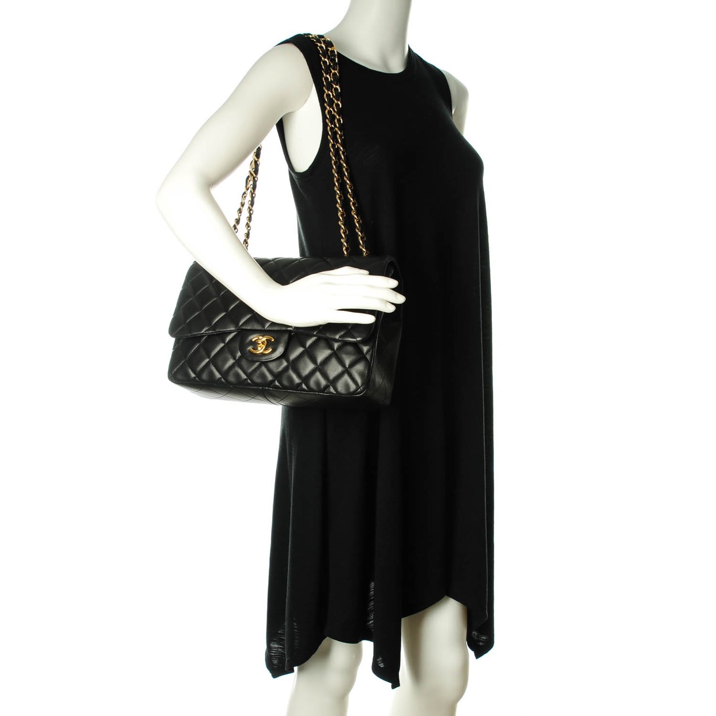 Lambskin Quilted Jumbo Single Flap Black