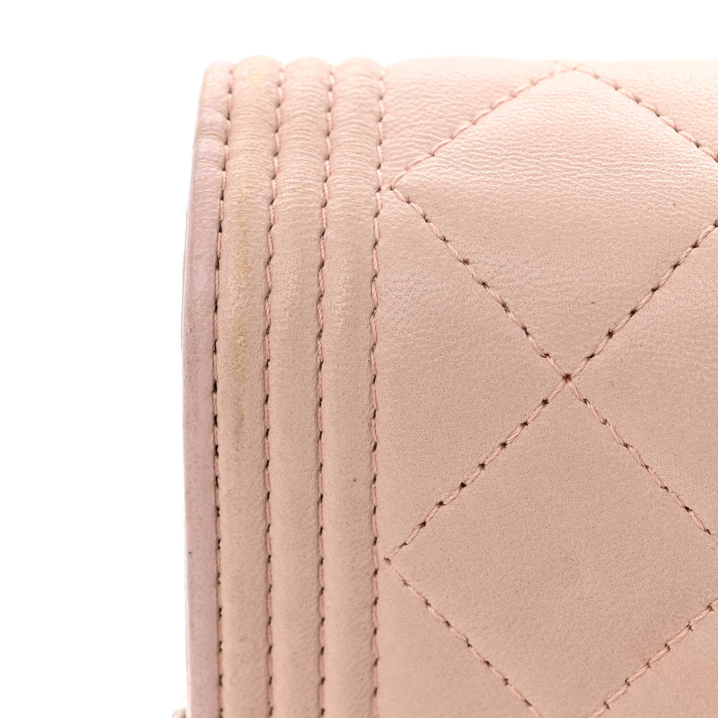 Lambskin Quilted Boy Wallet On Chain WOC Pink