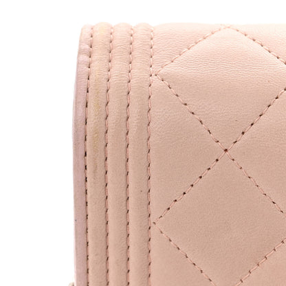 Chanel Lambskin Quilted Boy Wallet On Chain WOC Pink 12 of 13