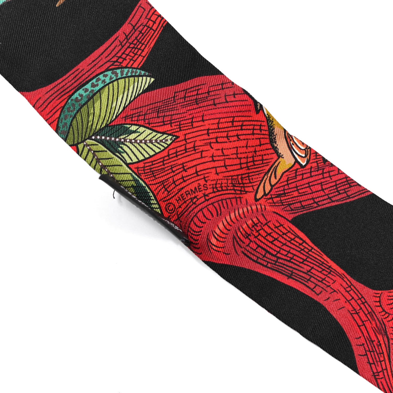 Hermes Silk Tree Of Song Twilly Black Rouge Vert 3 of 4