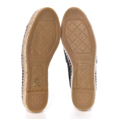 Chanel Metallic Tweed Patent CC Espadrilles 36 Black Multicolor 6 of 10