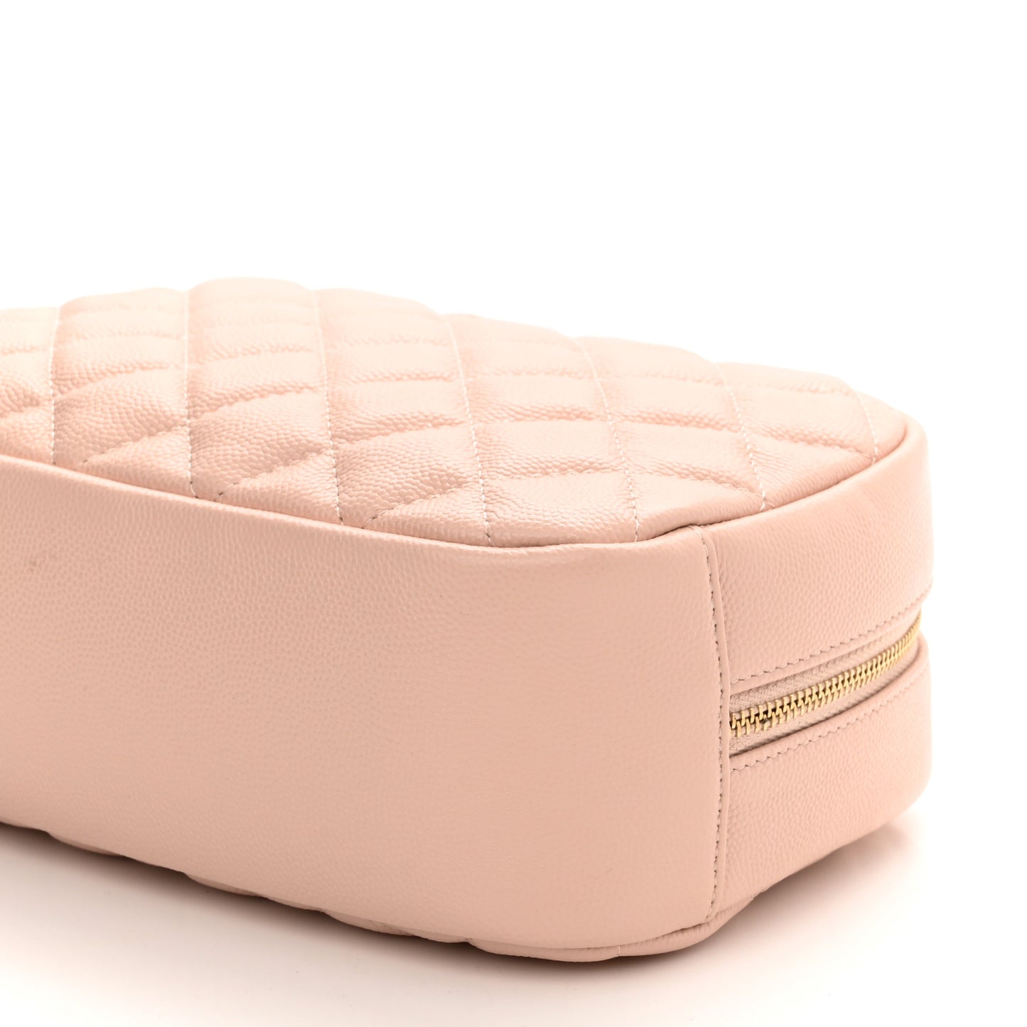 Caviar Quilted Medium Curvy Pouch Cosmetic Case Light Pink