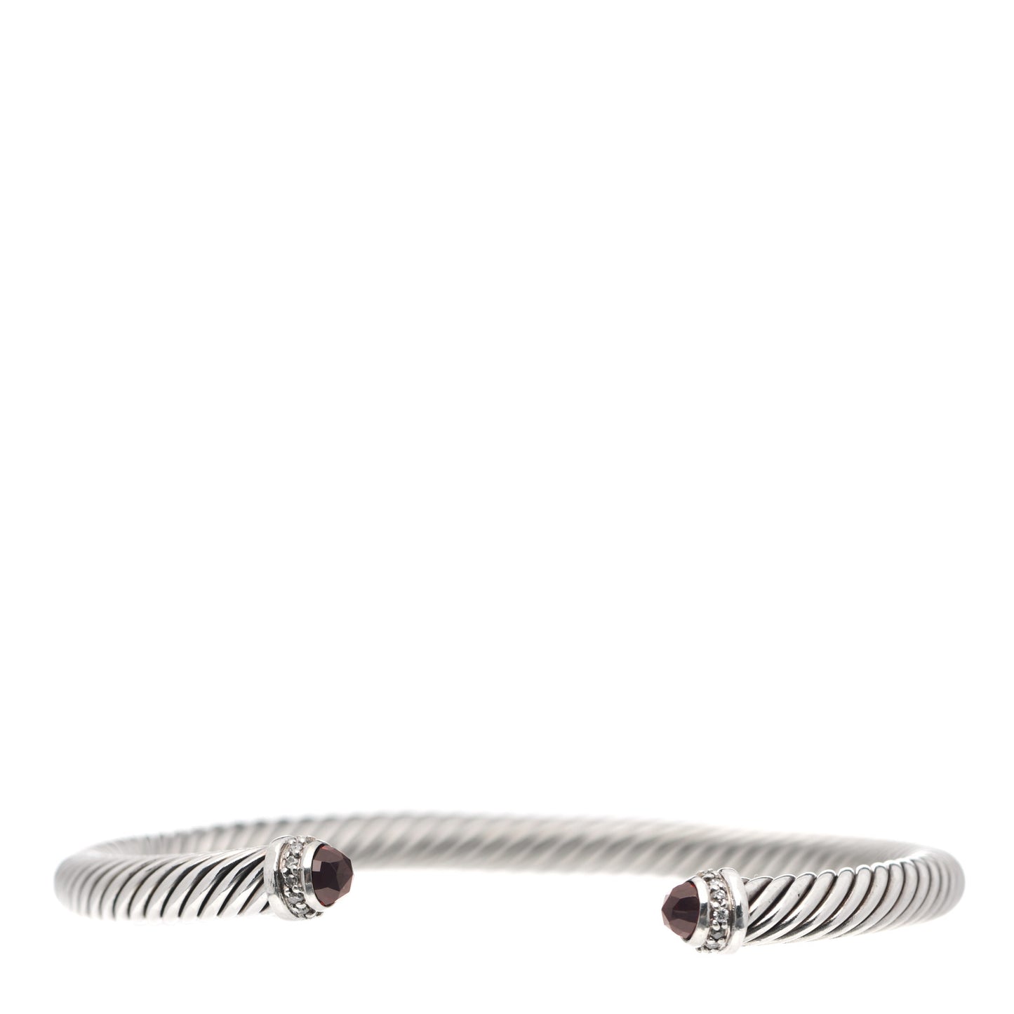 Sterling Silver Diamond Garnet 5mm Cable Classics Bracelet