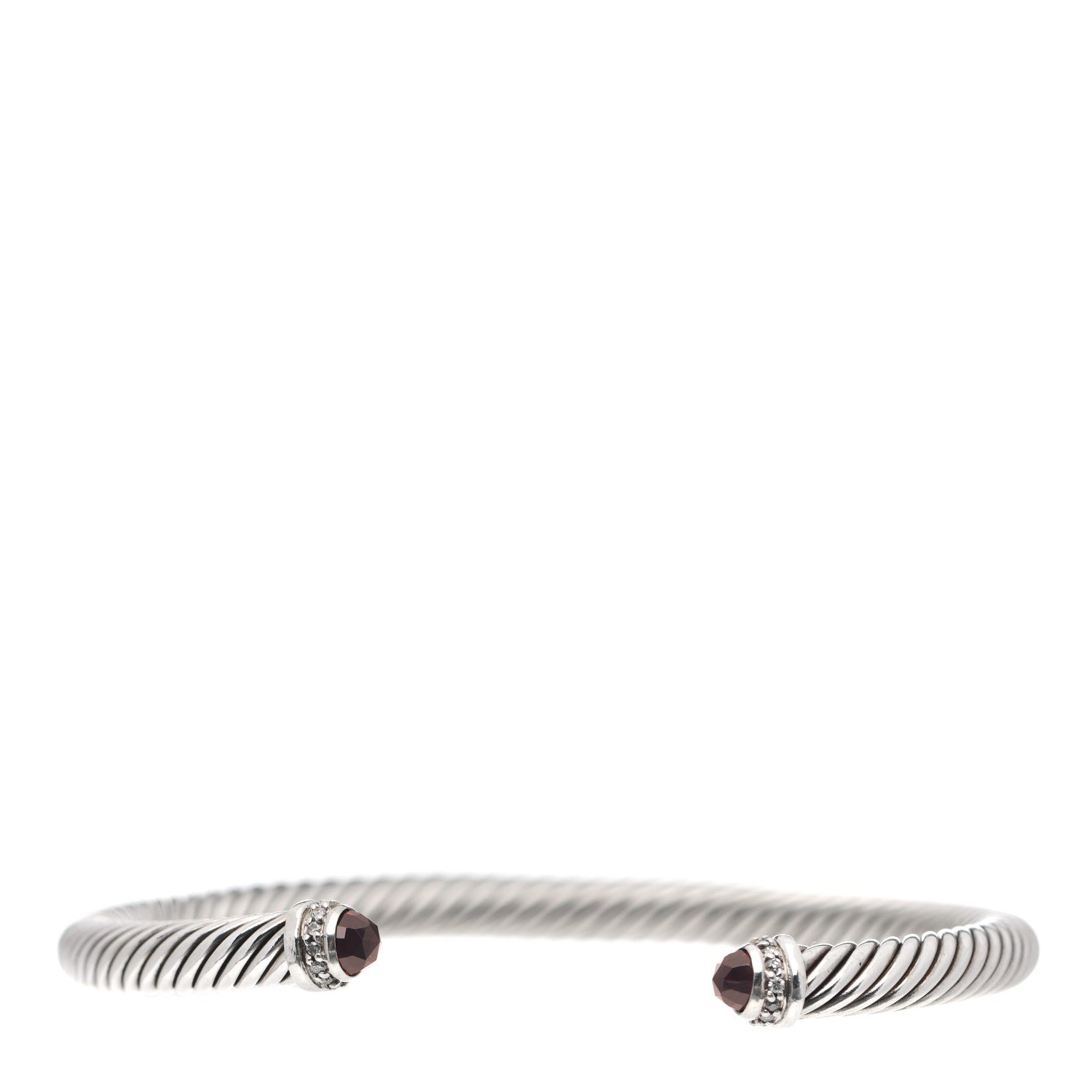 David Yurman Sterling Silver Diamond Garnet 5mm Cable Classics Bracelet 1 of 4