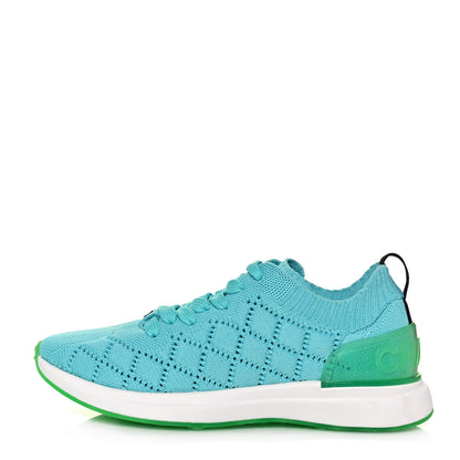 Chanel Mixed Fibers Quilted Womens CC Sneakers 36.5 Turquoise 1 of 9