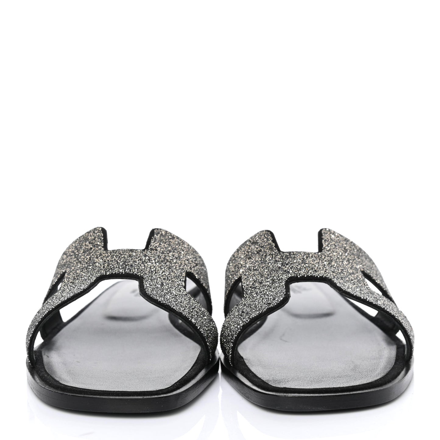 Suede Goatskin Crystal Powder Oran Sandals 38.5 Black