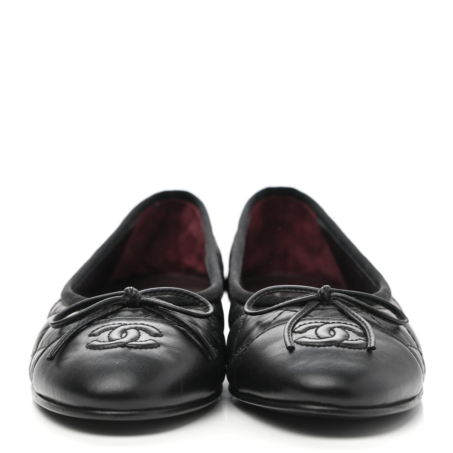 Chanel Aged Calfskin Quilted CC Cap Toe Ballerina Flats 35.5 Black 2 of 8
