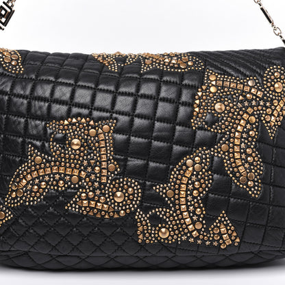Versace Nappa Barocco Quilted Studded Calliope Vanitas Shoulder Bag Black 4 of 19