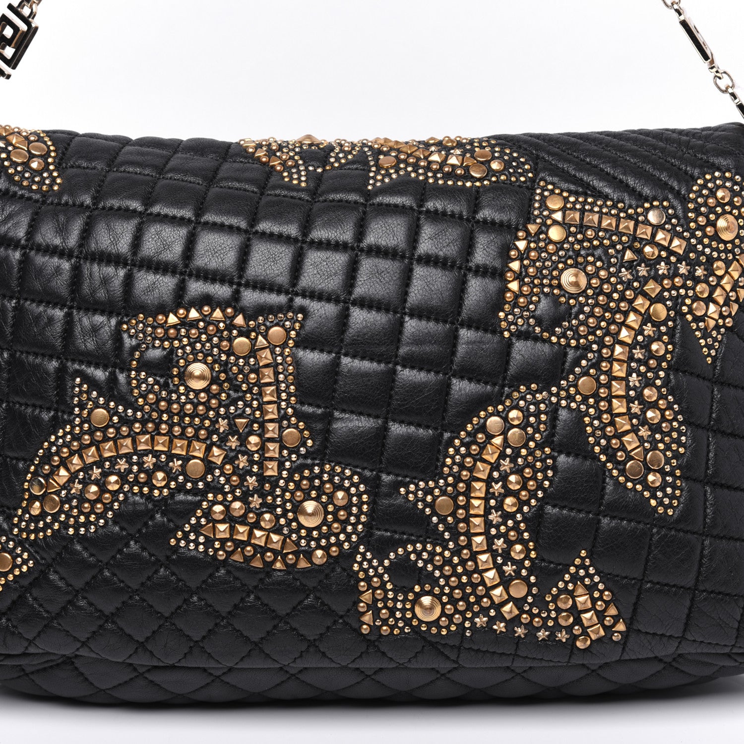 Versace Nappa Barocco Quilted Studded Calliope Vanitas Shoulder Bag Black 4 of 19