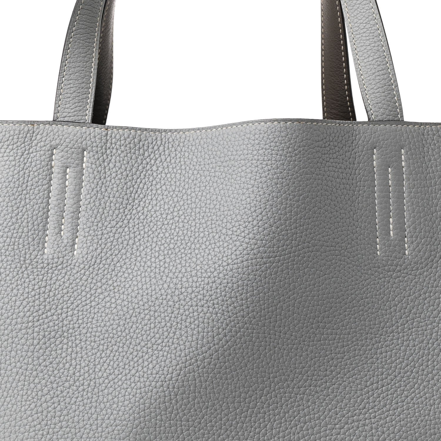Hermes Taurillon Clemence Evercolor Double Sens 36 Reversible Tote Etain Bleu Glacier 12 of 18