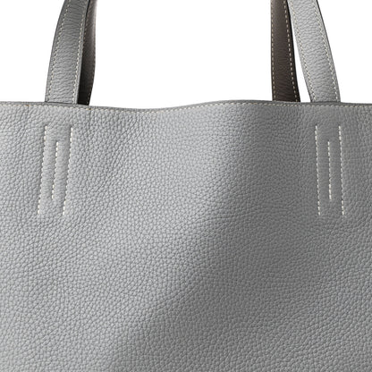 Hermes Taurillon Clemence Evercolor Double Sens 36 Reversible Tote Etain Bleu Glacier 12 of 18