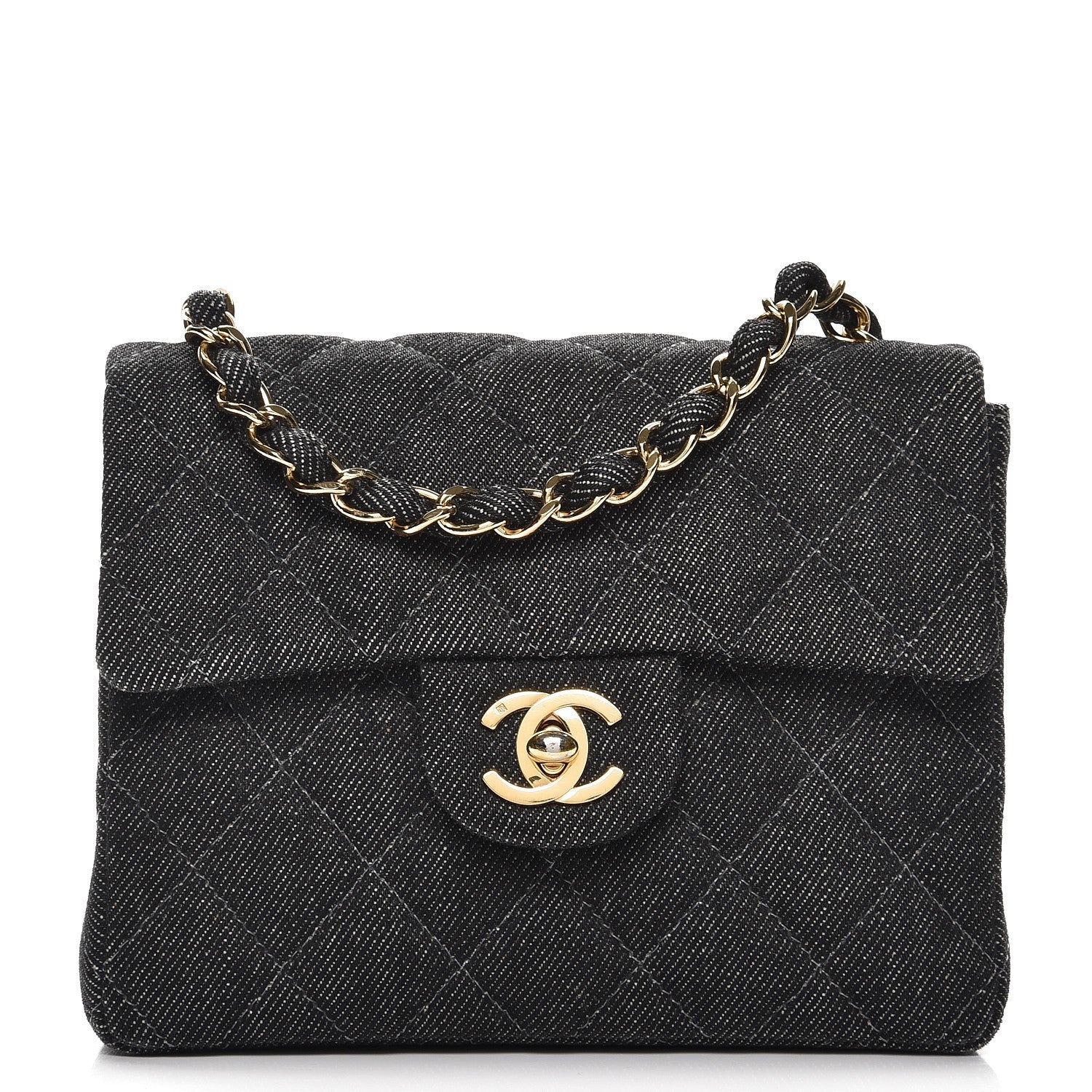 Chanel Denim Quilted Mini Square Flap Black 1 of 7