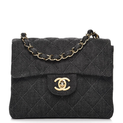 Chanel Denim Quilted Mini Square Flap Black 1 of 7