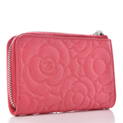 Chanel Caviar Camellia Embossed Key Holder Case Pink 3 of 8