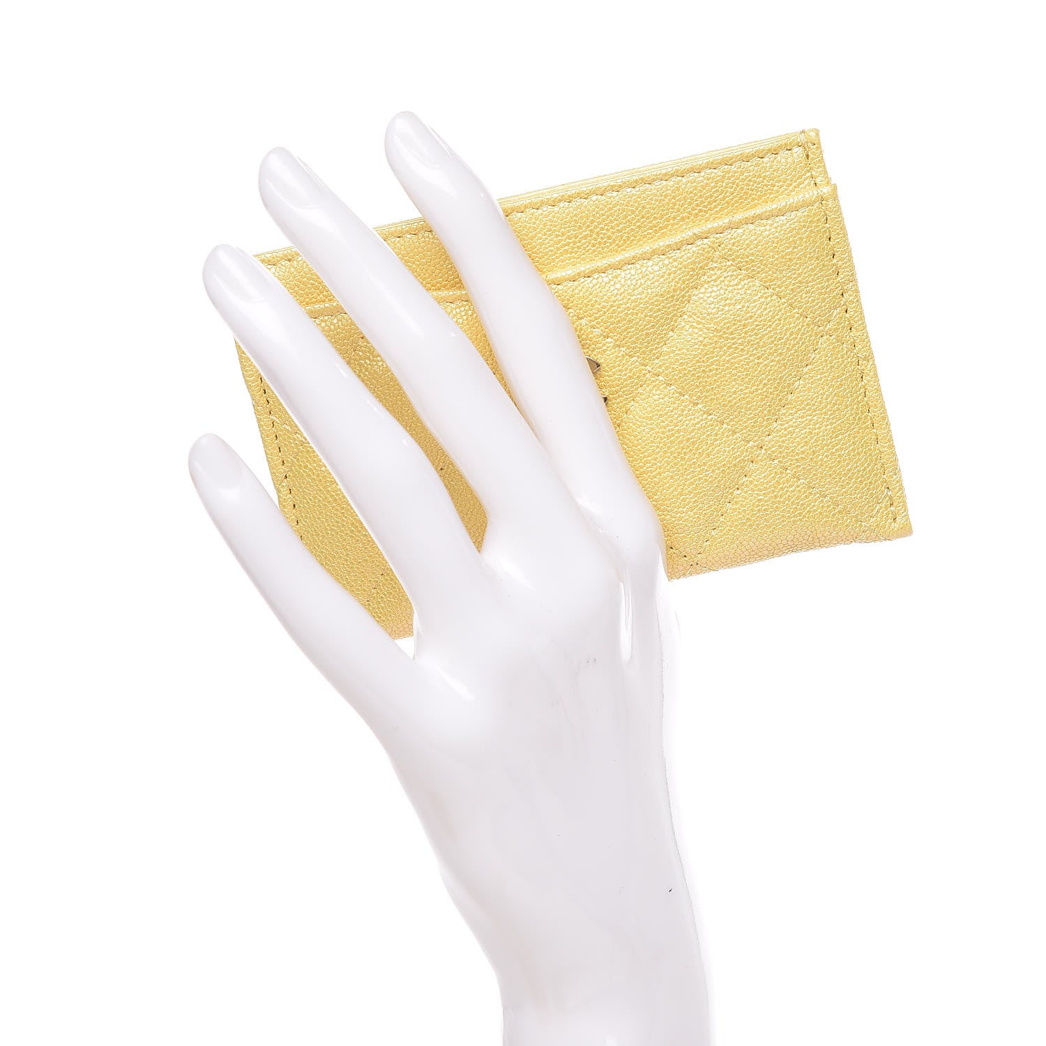 Chanel Iridescent Caviar Quilted Card Holder Yellow 2 of 8