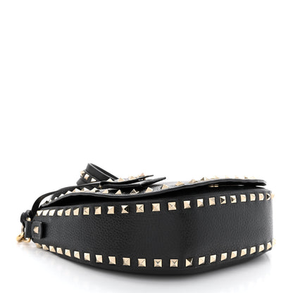 Valentino Garavani Grained Calfskin Rockstud Saddle Bag Black 4 of 12