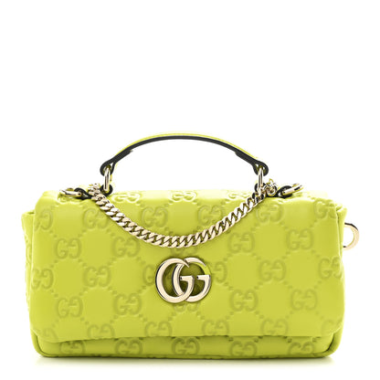 Gucci Lambskin Embossed Mini GG Milano Top Handle Shoulder Bag Light Green 1 of 10