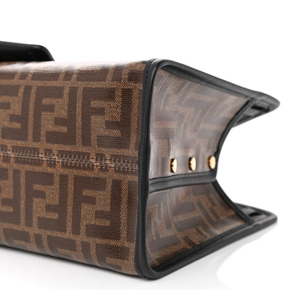 Fendi Glazed Fabric Vitello Century FF 1974 Stamp Patch Mini Peekaboo Defender Cover Mogano Panna Black 7 of 7