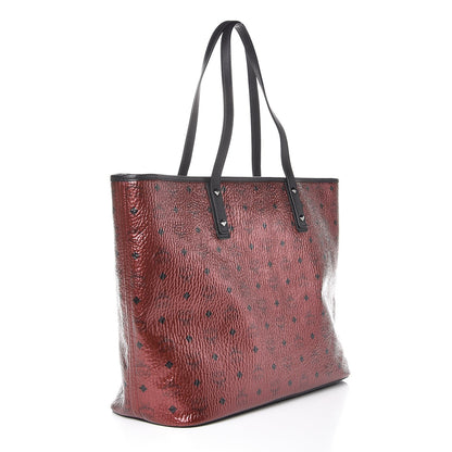 MCM Metallic Visetos Large Shopper Tote Scooter Red 4 of 8