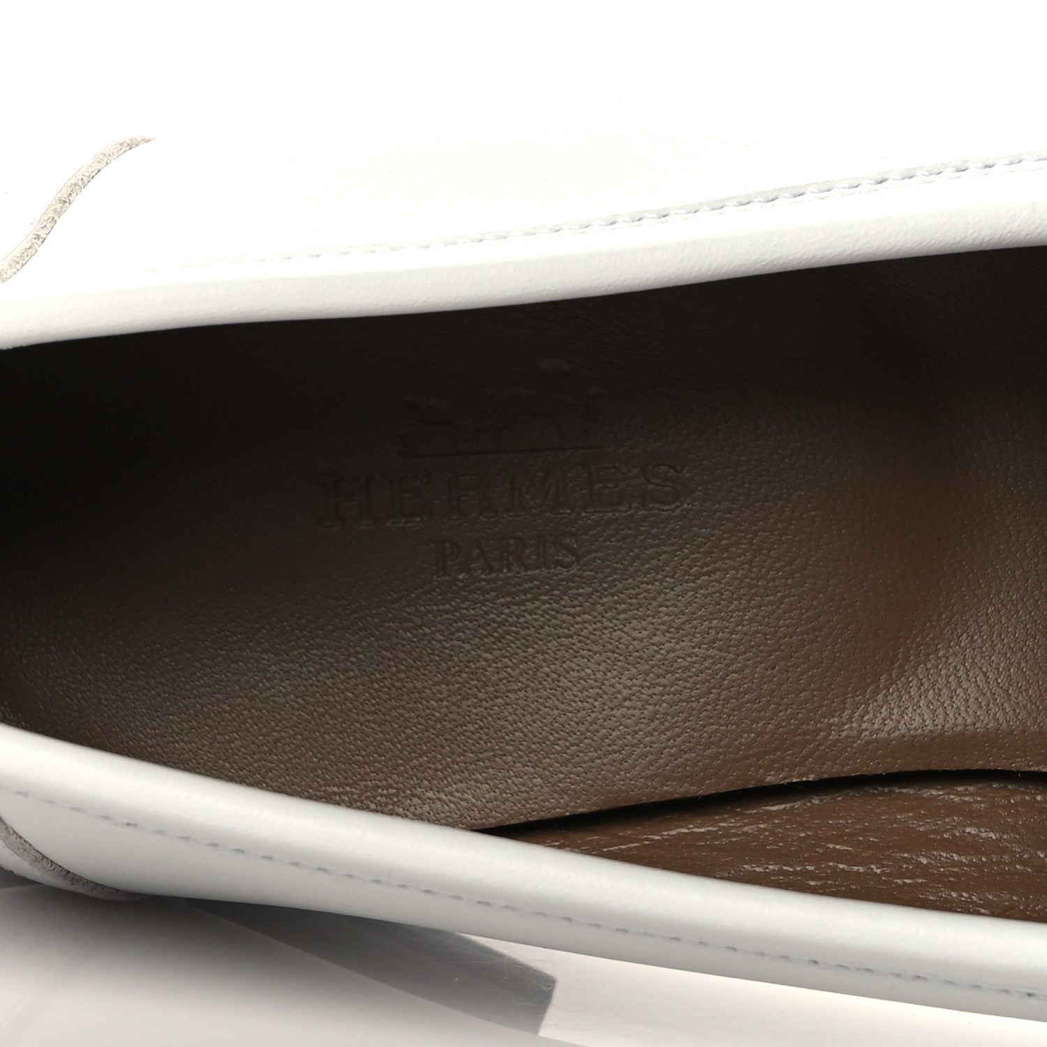 Hermes Calfskin Womens Royal Loafers 35.5 White 7 of 8