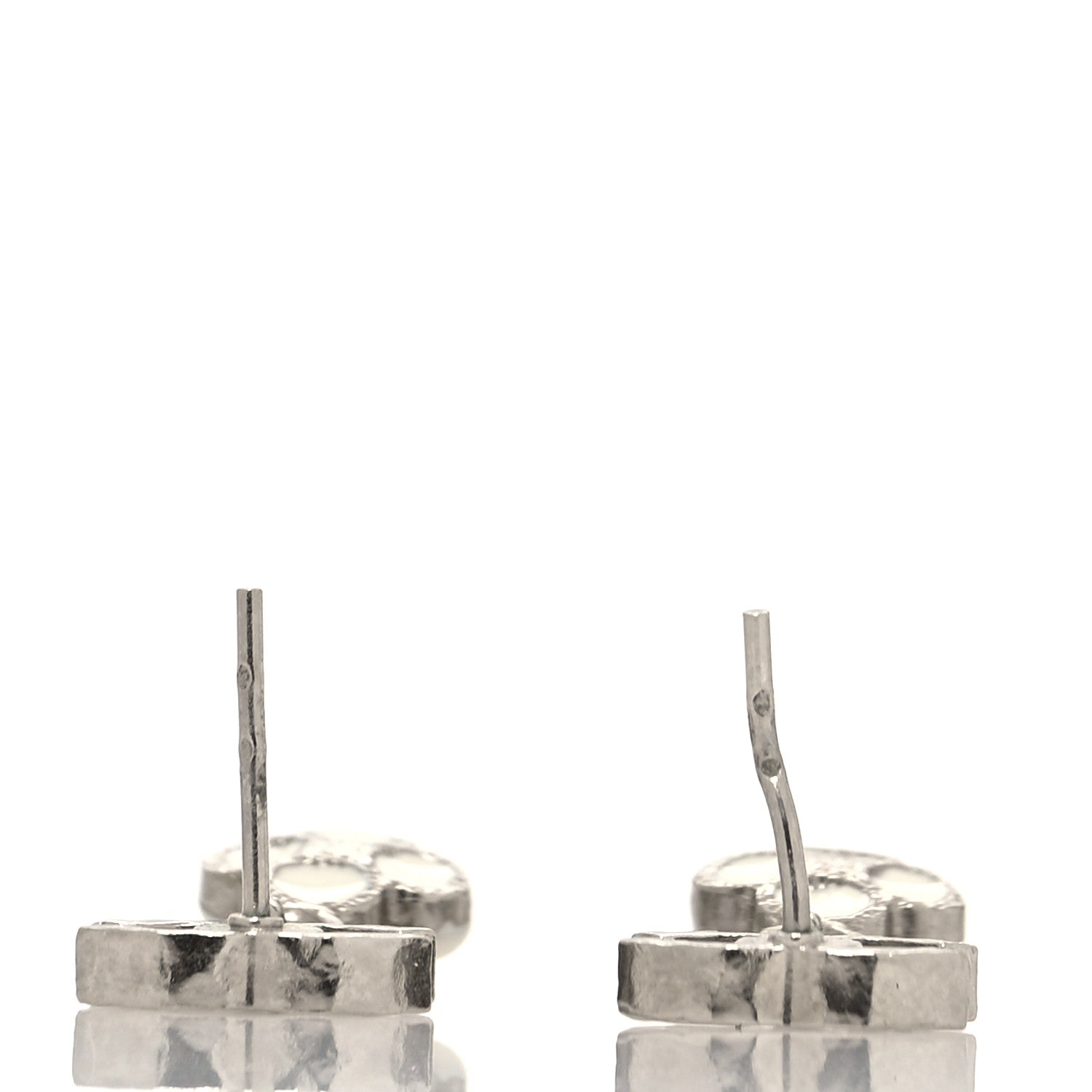 Chanel Flower CC Drop Earrings White Silver 3 of 4